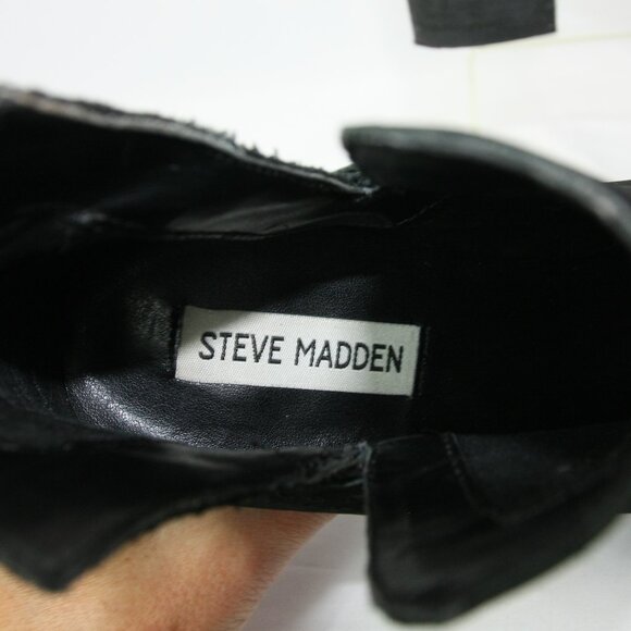 Steve Madden Lorena Leather Suede Slip In Ankle Boots Booties Heels 8.5 - Picture 7 of 8